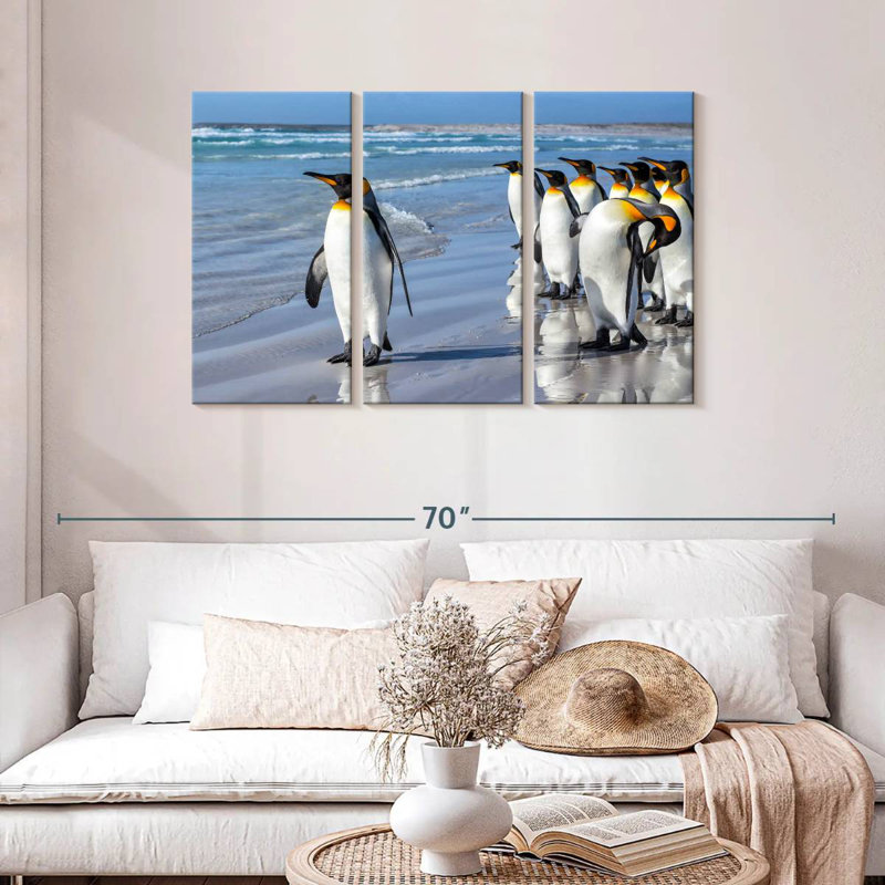 Brampt Penguins In The Beach, 28" H x 45" W