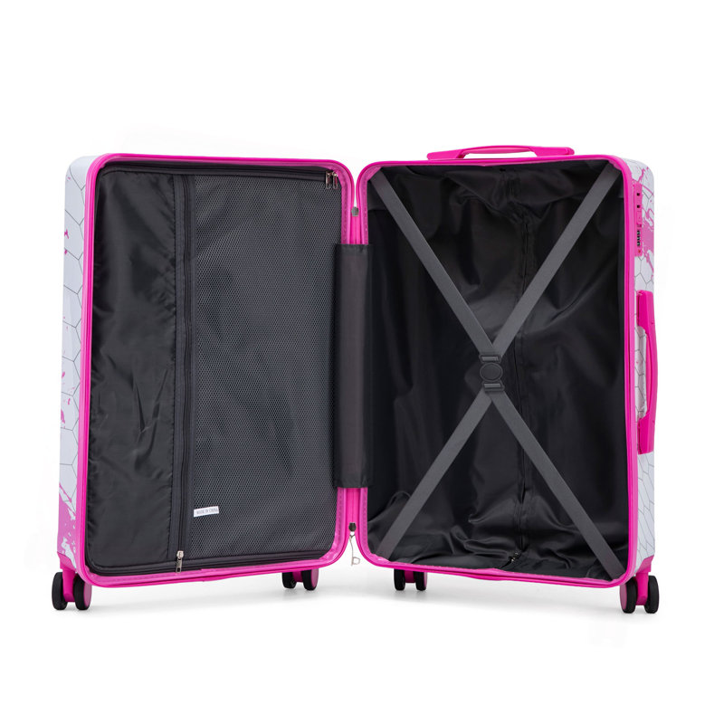 Valise à roulettes 28 pouces pour PC, valise de transport, avec motif imprimé et serrure à combinaison, Rose