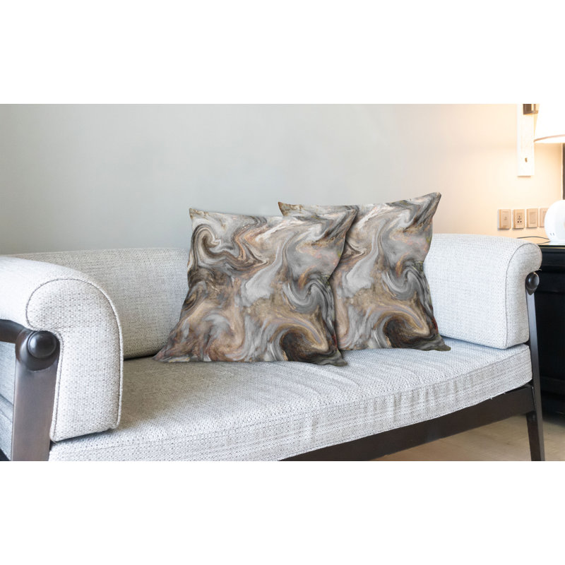 Housse carrée pour coussin rétro couleur paintbrush Marble, 16 po x 1 po