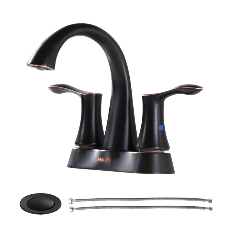 Robinet pour salle de bain à 2 poignées avec ensemble de drain Centreset, Bronze huilé