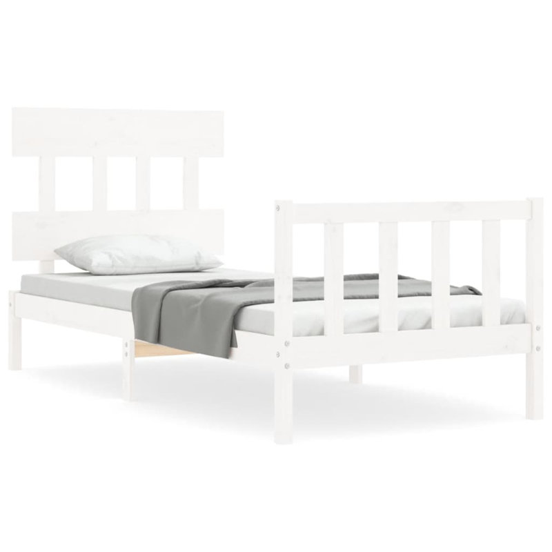 Bed Frame with Headboard, European Kingsize (160 x 200 cm), White