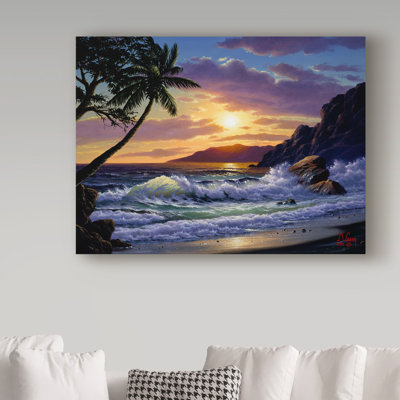 Fikes «Sunset Coast 1», reproduction de peinture à l'huile sur toile tendue