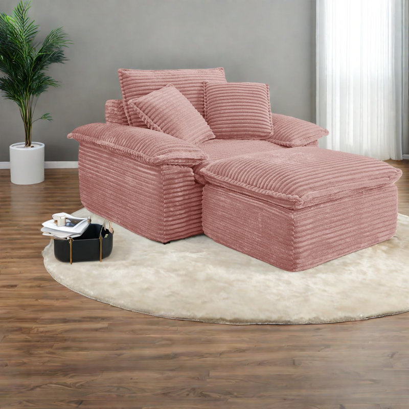 Canapés à compression, chaise modulaire en velours côtelé rose 47 pouces, maison moderne