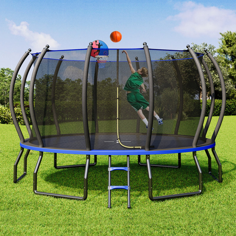 Albott 16FT Trampoline with Pop-up Quick Connector, Blue