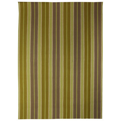 Tapis rayé vert / gris en laine fabriqué à la main moderne 9 pi x 12 pi Modern