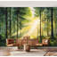 Papier peint adhésif autocollant amovible Sunlit Forest Green Trees-968608506