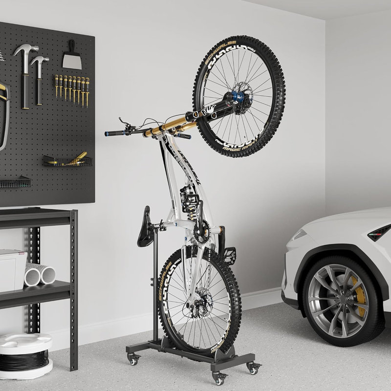 Support à vélo réglable vertical Aage, rangement intérieur peu encombrant, 2 paquets
