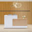 L-Shaped Reception Desk with Lockable Drawers and Storage Shelves, Multi-Functional Computer Desk for Office-27733804-27733802