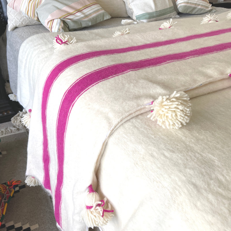 Hand Woven Throw Blanket, Pink