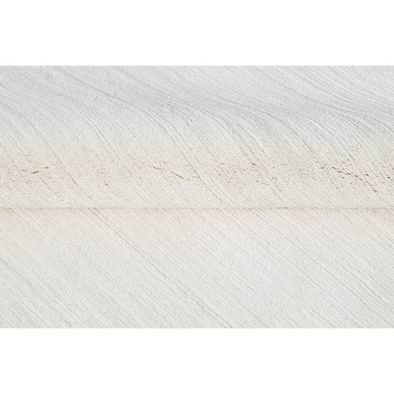 Hand Knotted Area Rug in White, Rectangle 10' x 14'