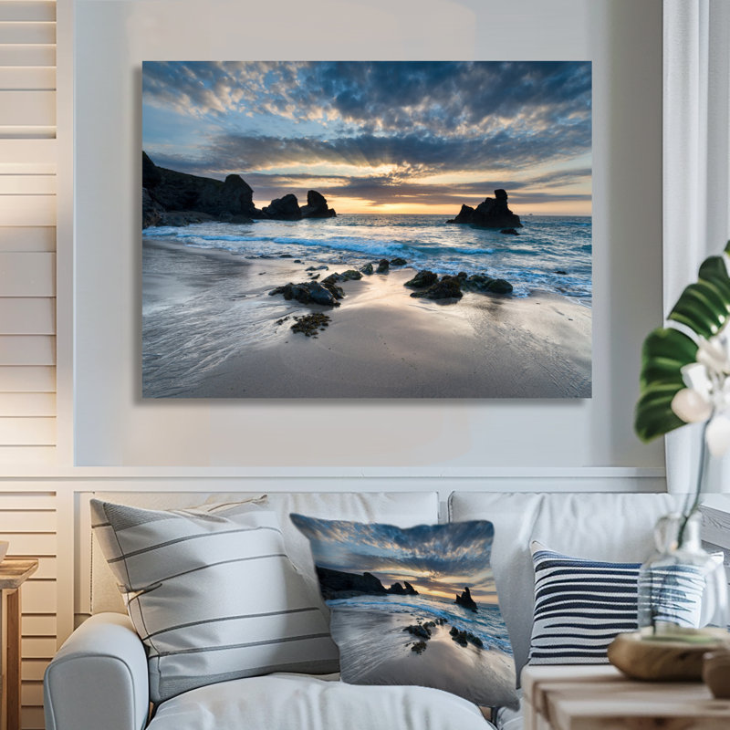 Magnifique baie de Porthcothan - imprimé bord de mer, Toile tendue, H 24 po x l 32 po, Sans cadre