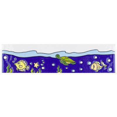 Garniture de spécialité en céramique matte bleu marine / vert 2 po x 8 po Captain Fishie