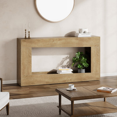 Console Vividwood de 63 pouces de long, table de hall d'entrée en bois avec tablette de rangement, canapé de style maison de campagne étroite derrière le canapé pour le salon, le vestibule, le couloir (naturel)