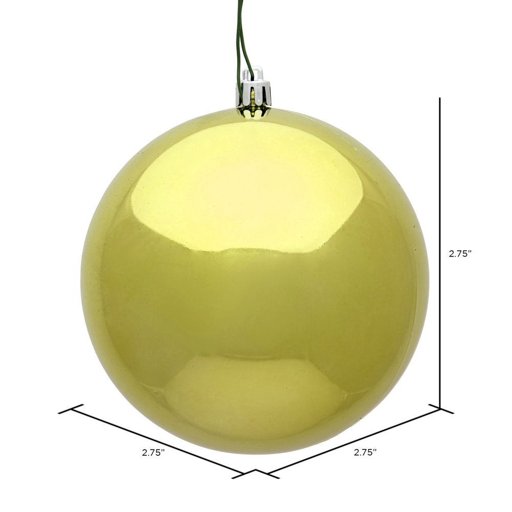 Shatterproof Bauble, 2.75" H x 2.75" W x 2.75" D, Lime Shiny
