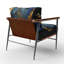Fauteuil abstrait géométrique en marbre mauve et bleu abstrait de 25 po de largeur-108610560