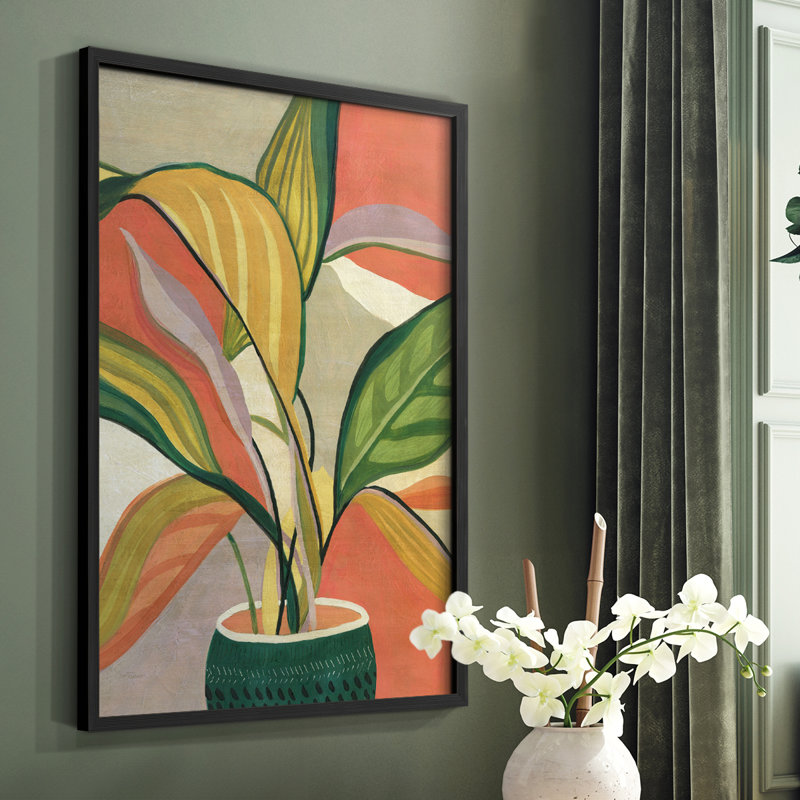 «Pots Bird of Paradise», reproduction encadrée en bois massif, H 20 po x l 16 po, Noir