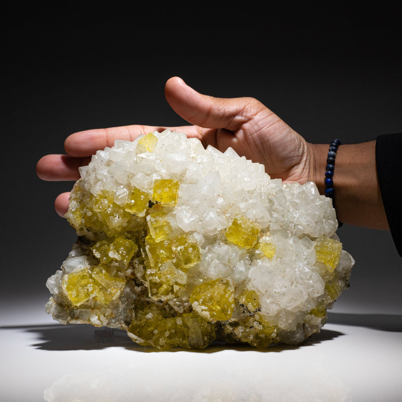 Yellow Fluorite With Quartz From Moscona Mine, Villabona District, Asturias, Spain