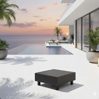 Table basse extérieure carrée en métal 29 pouces avec plateau à lattes toutes saisons et structure en acier antirouille pour la terrasse, le balcon et la terrasse