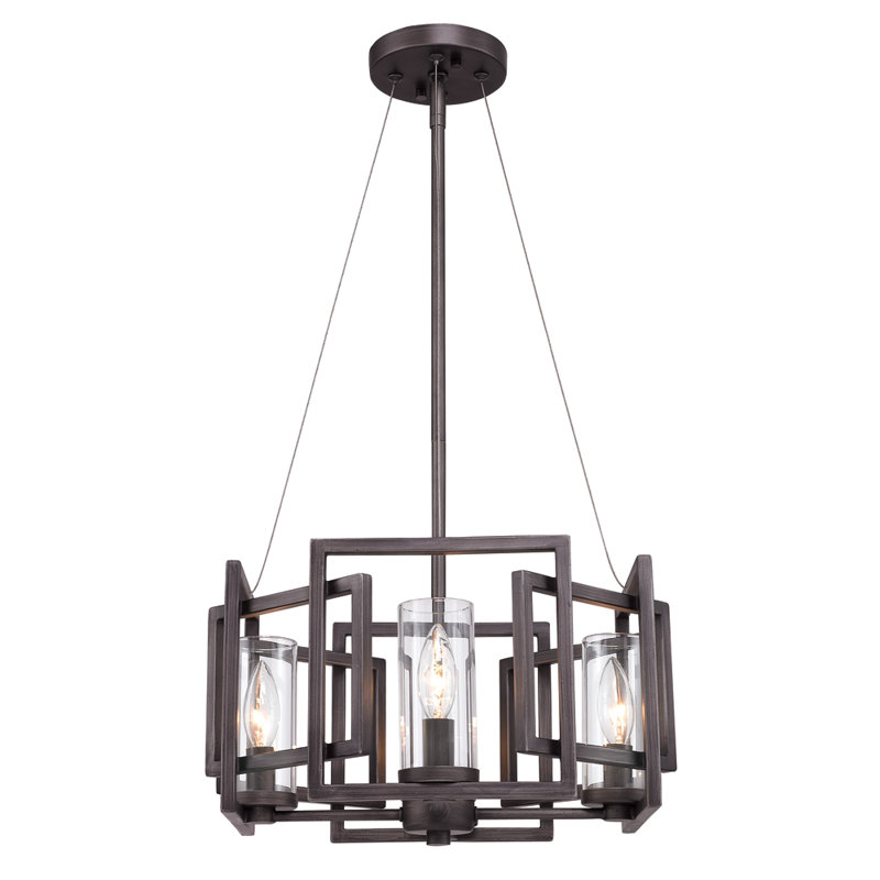 Newlin Glass Semi Flush Mount, Gunmetal Bronze