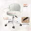 XUEGW - Ensemble de 2 fauteuils de bureau roulants en similicuir festonné à hauteur réglable sans accoudoirs, blanc-1364813222