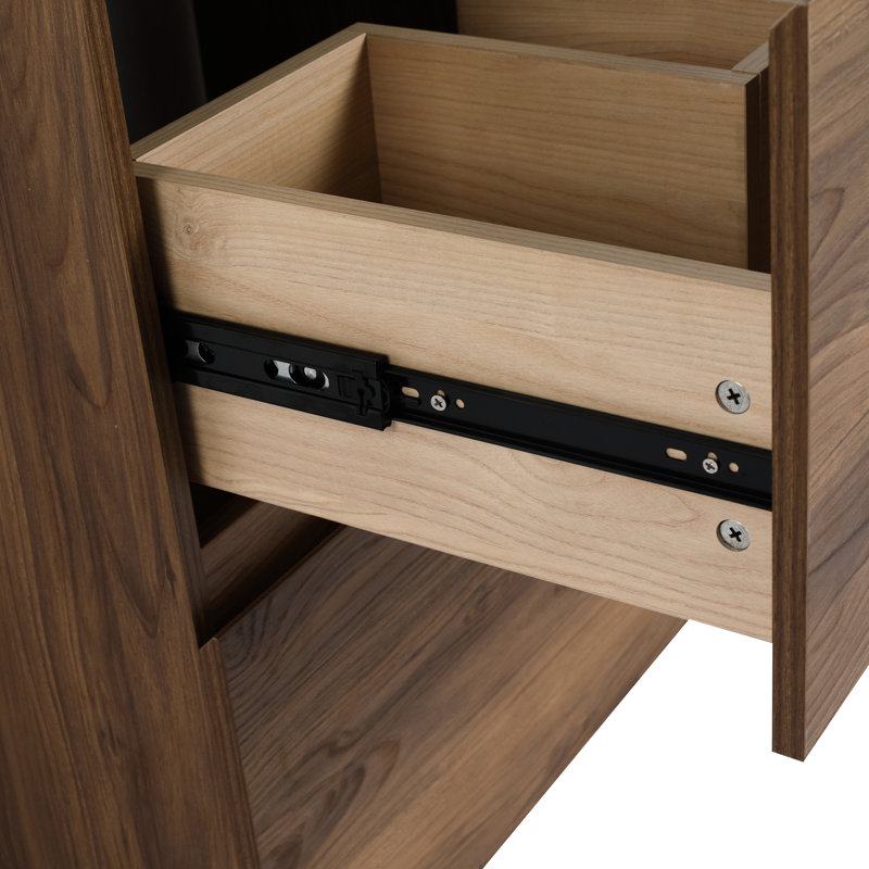 Meuble-lavabo de salle de bain 24 po avec tiroir double - autoportant, brun, en bois d'ingénierie, indispensable et fonctionnel