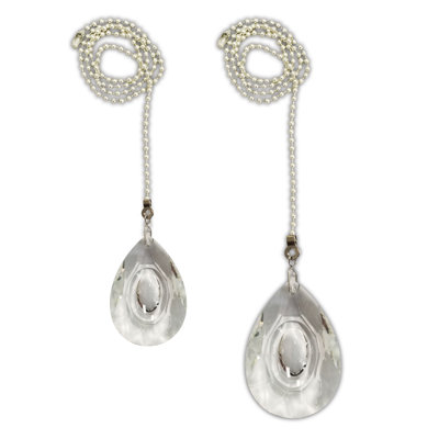 Center Burst Crystal Faceted Ceiling Fan Pull Chains