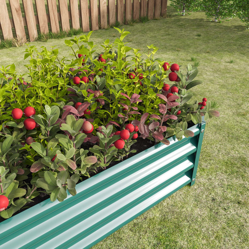 Metal Raised Garden Bed, Rectangle Raised Planter 4×2×1Ft  For Flowers Plants, Vegetables Herb Veezyo, Green