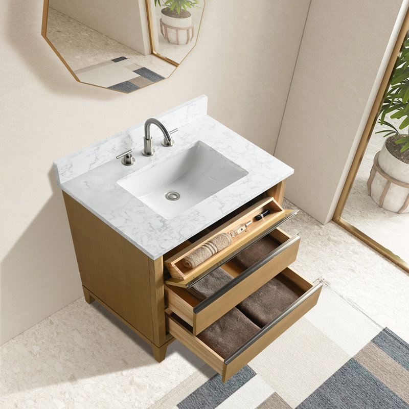 Meuble-lavabo simple 30 po avec comptoir, Chêne naturel, 30"