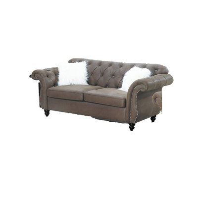 Dark Coffee Breathable Leatherette Formal Luxury Look 1pc Loveseat w Pillows Living Room Furniture 2-Seat Couch