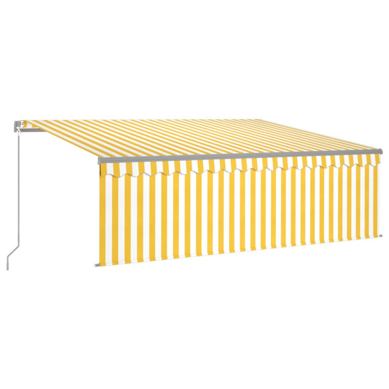 Dakota Fields 400cm W x 300cm D Fabric Cover Retractable Patio Awning, Striped, Blue/White