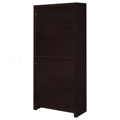 Maureen Cappuccino 5-Shelf Bookcase with Drawer