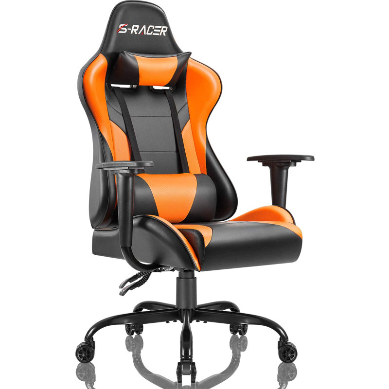 Homall High-Back Adjustable Reclining Ergonomic Faux Leather PC & Racing Game Chair, Orange