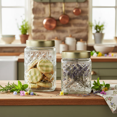 10 Strawberry Street Lenox Textured Graduated Glass Canister,  Clear