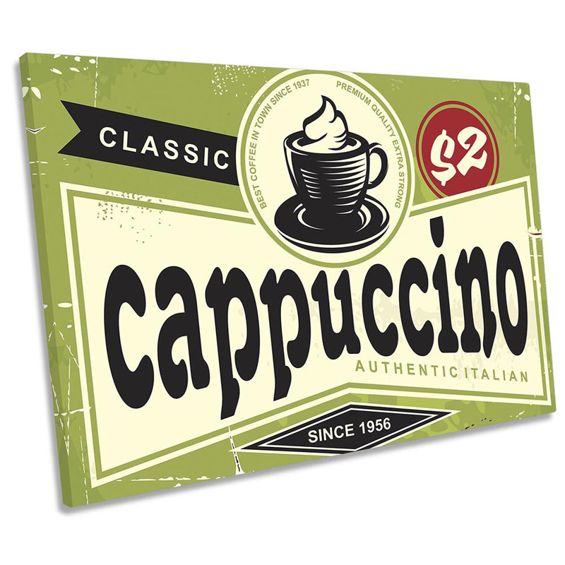 Cappuccino Retro Kitchen - Wrapped Canvas Print, 40.6cm H x 61cm W x 2cm D