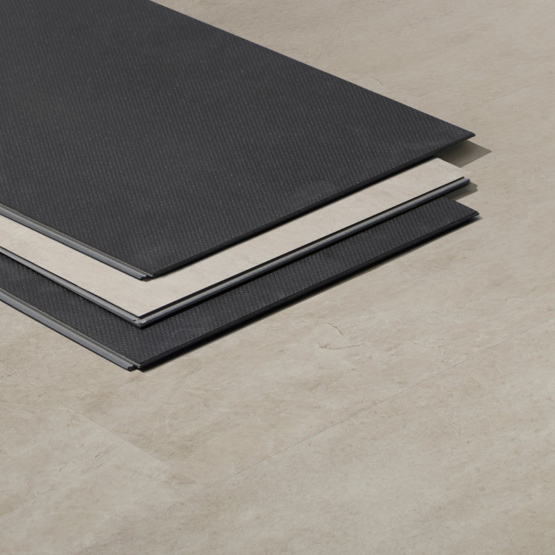Lujo 12" x 24" x 5mm Rigid Click-Lock Stone Look Luxury Vinyl Tile Flooring (23.76 Sq. Ft. / Case), Beige/Bisque