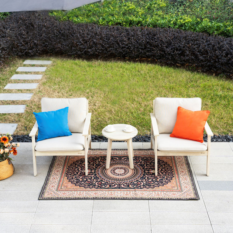 2 - Person Acacia Wood Patio Dining Set with Round Table