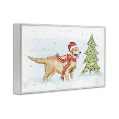 Snowy Labrador Scene Framed Giclee Art by Mollie B.