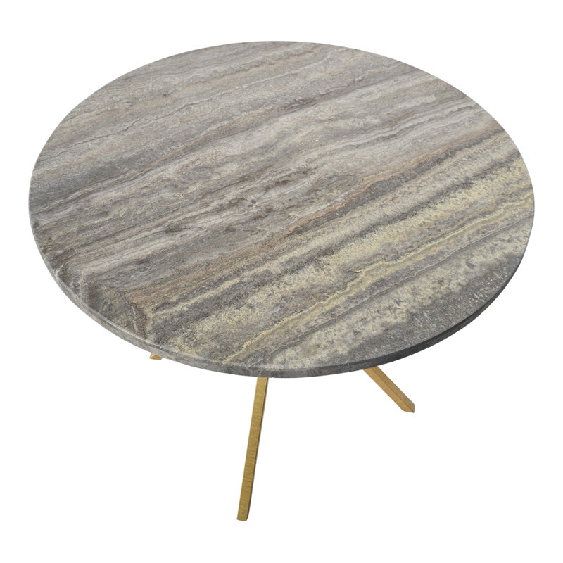 Vito's Round Stone Dining Table, Dark Gray/Gold