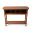 Console haute vintage en bois massif de 112 cm de large avec rangement, couleur noyer, idéale pour une entrée.