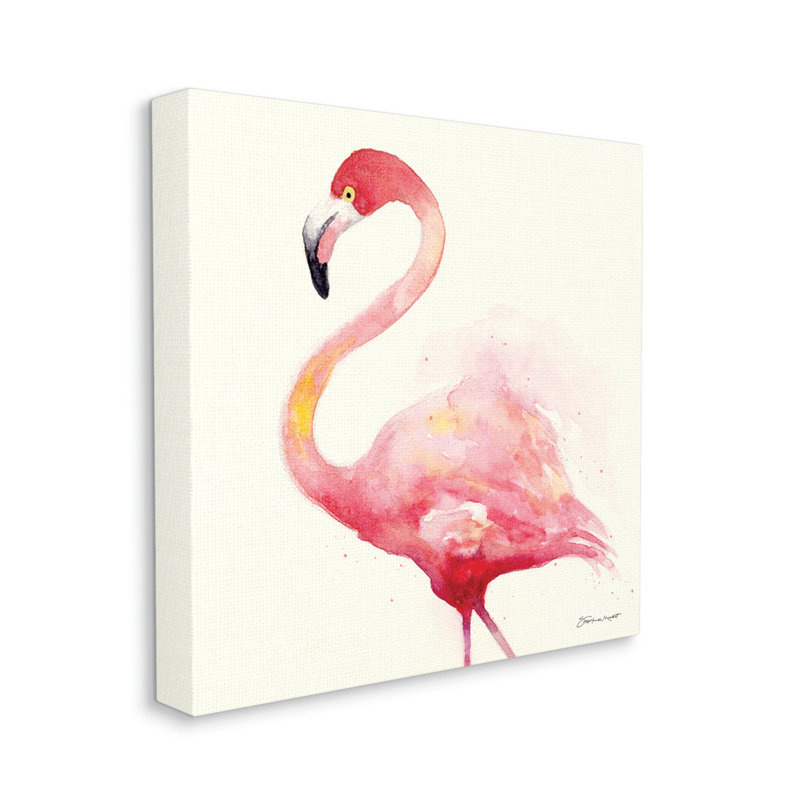 «Minimal Flamingo Bird Watercolor» par Stephanie Workman Marrott, impression sur toile tendue, H 17 po x l 17 po x P 1,5 po