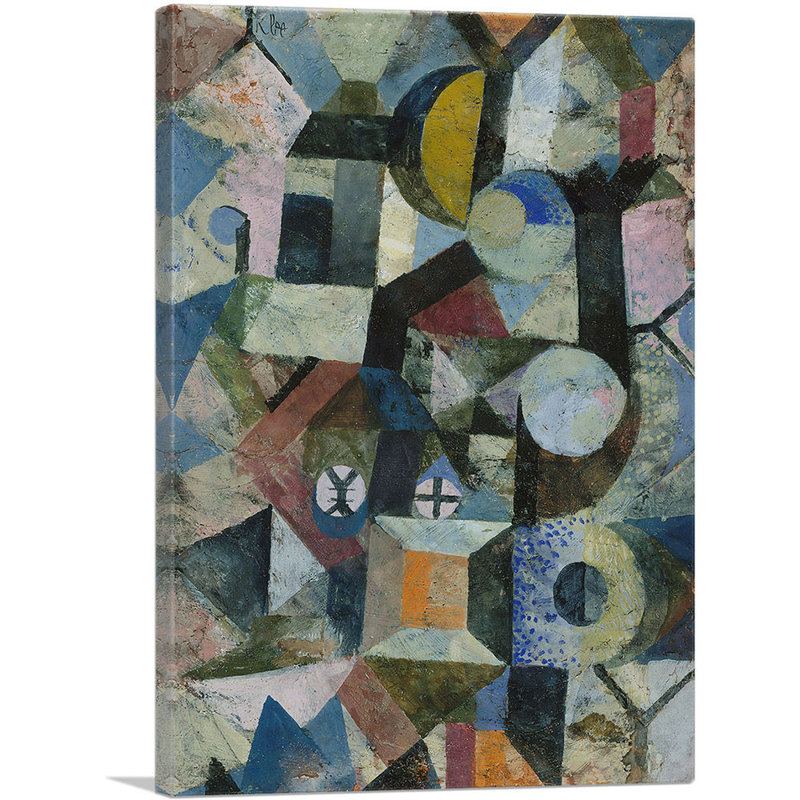 "Composition avec la demi-lune jaune et le Y1918" par Paul Klee - reproduction d'art sur toile tendue, Aucun mat