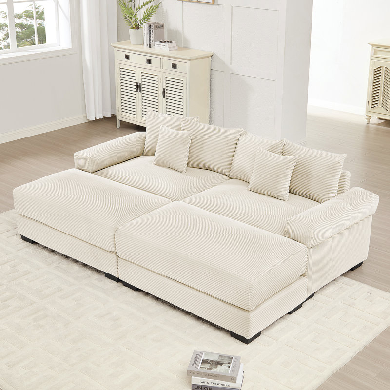 Canapé modulaire surdimensionné 82,6 po Cloud, Velours côtelé beige