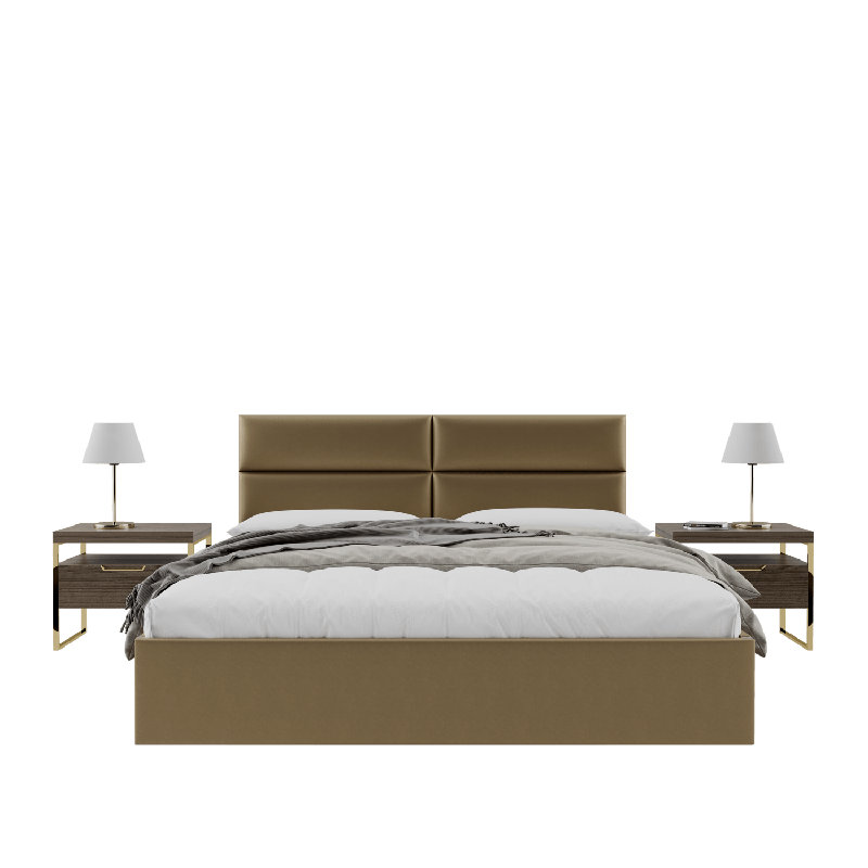 Sapan Upholstered Headboard, King (39"W x 11.5"H, Set of 4), Faux Leather Metallic Gold