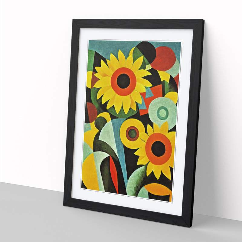 Sunflowers Abstract - Picture Frame Print, Black, 64cm H x 25cm W x 2cm D