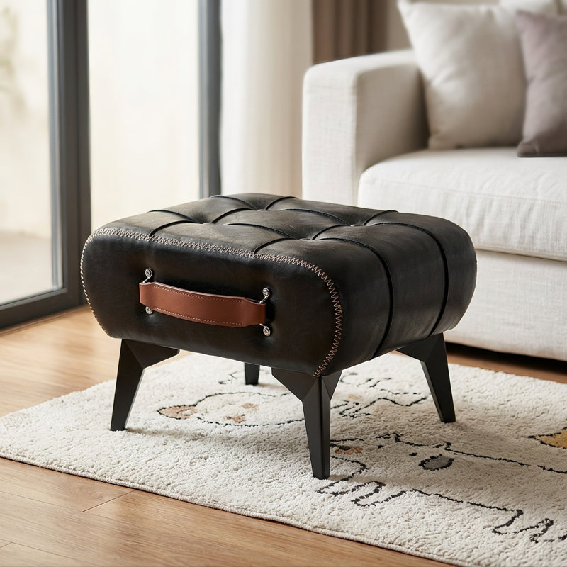 Pouf en similicuir, repose-pieds, tabouret décoratif, idéal pour le salon.