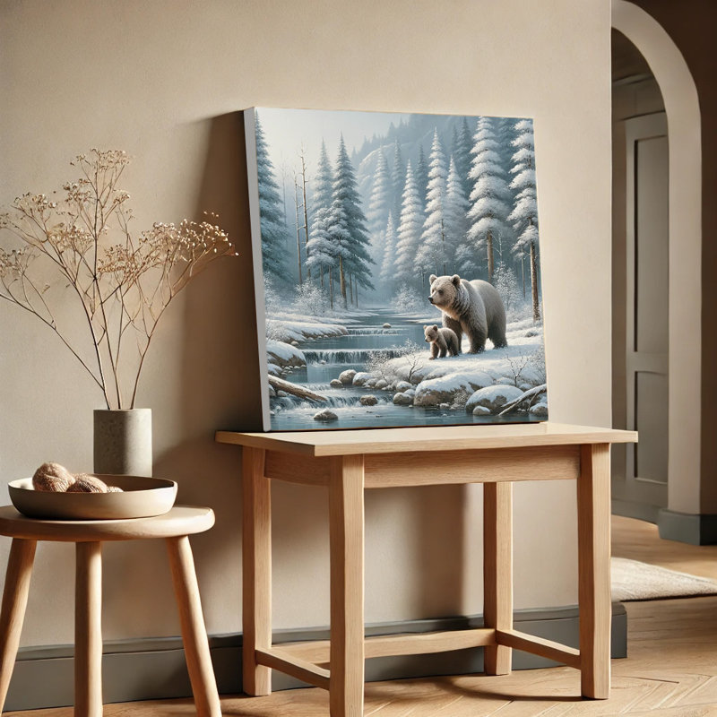 «Tranquil Moments: Grizzly Bear and Cub» par Winter Stream - impression sur toile tendue, H 30 po x l 30 po x P 1,5 po