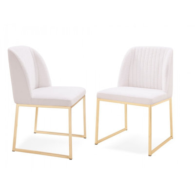 Chaises de salle à manger en tissu blanc