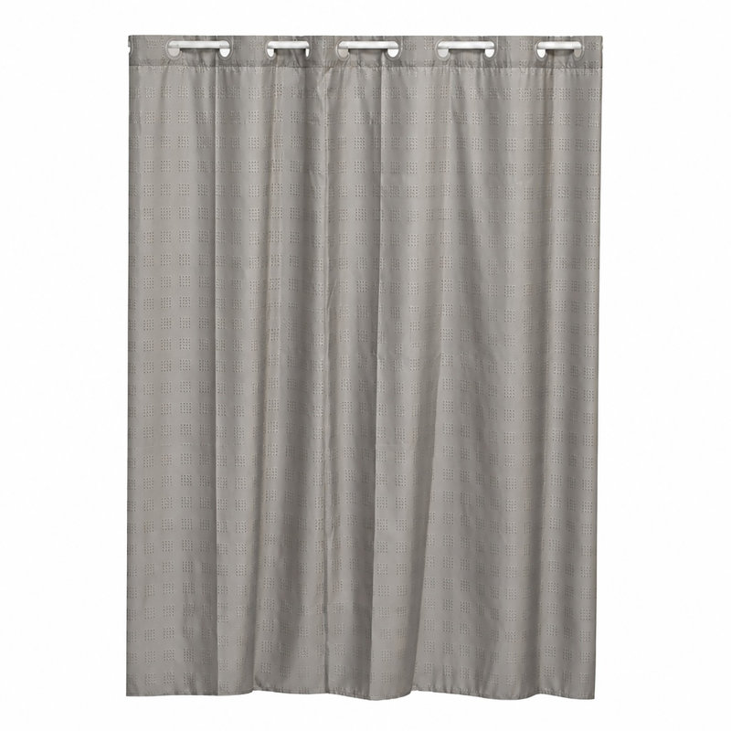 Cubic Hookless Extra Long Shower Curtain Polyester, Taupe