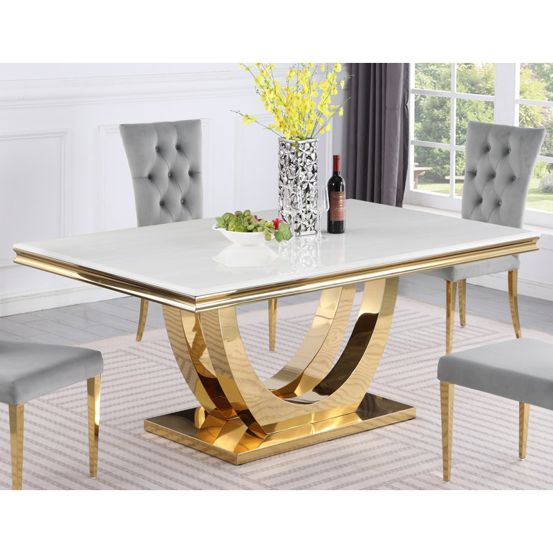 Cyriaque Metal Base Dining Table, Gold