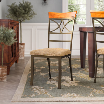 Ellefson Upholstered Cross Back Side Chair in Bronze